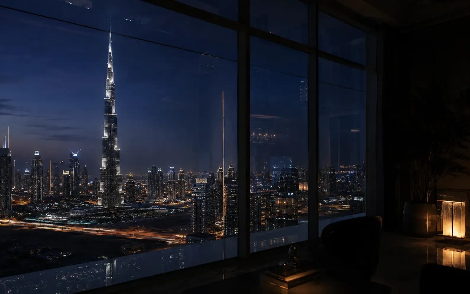 Dubai skyline at blue hour